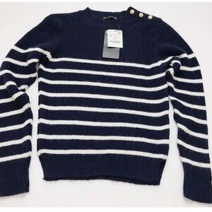Zara Women Contrast Striped Sweater Knitwear